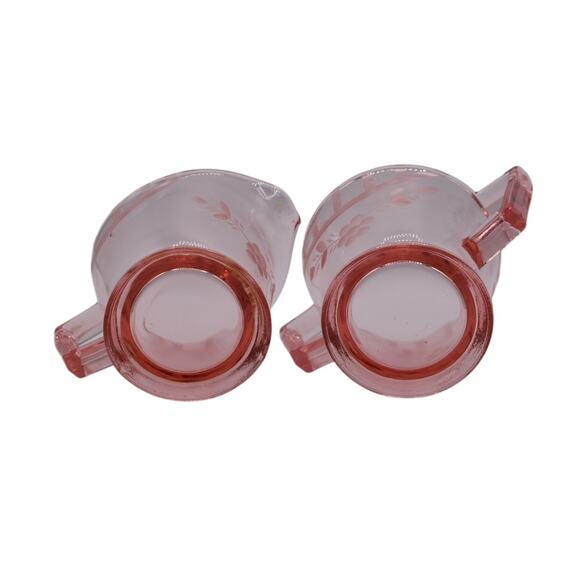 Vintage Pink Creamer And Sugar Bowl Depression Glass - Picture 3 of 8